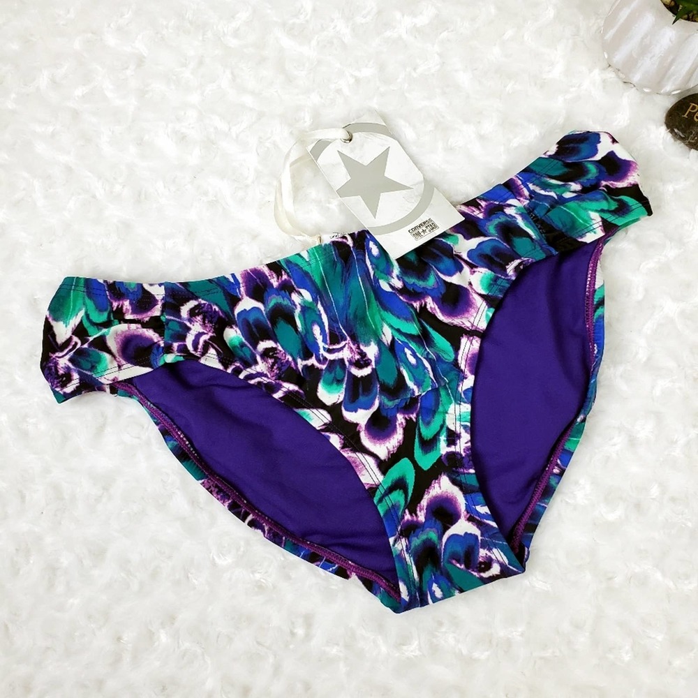 Converse Bikini Bottoms Purple Teal Print Size Medium